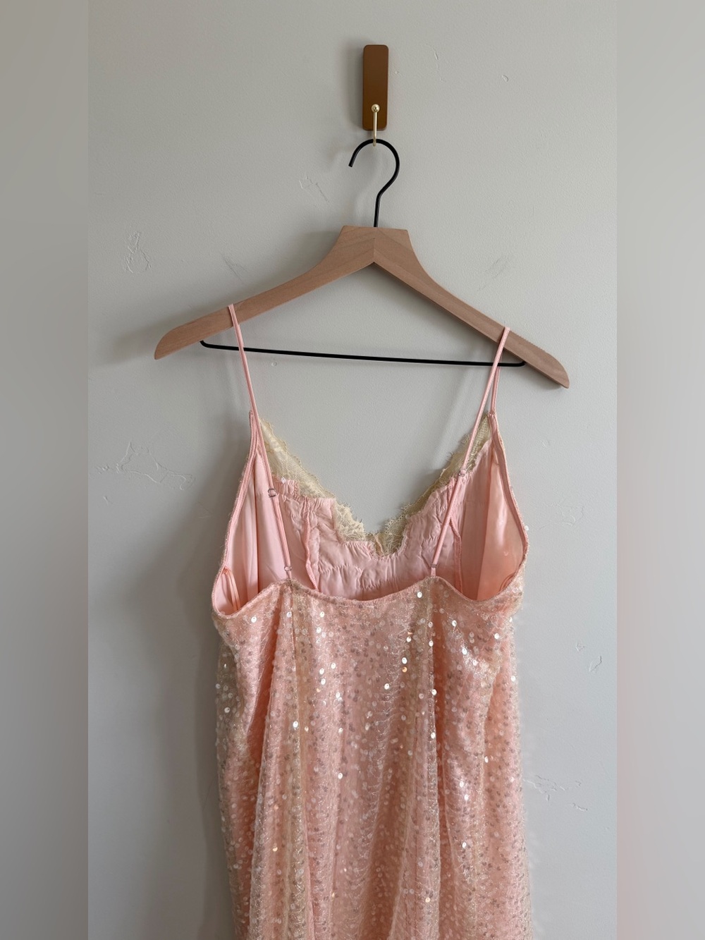 Anthropologie Sleeveless V-Neck Lace Sequin Slip Midi Dress - Picture 9 of 11